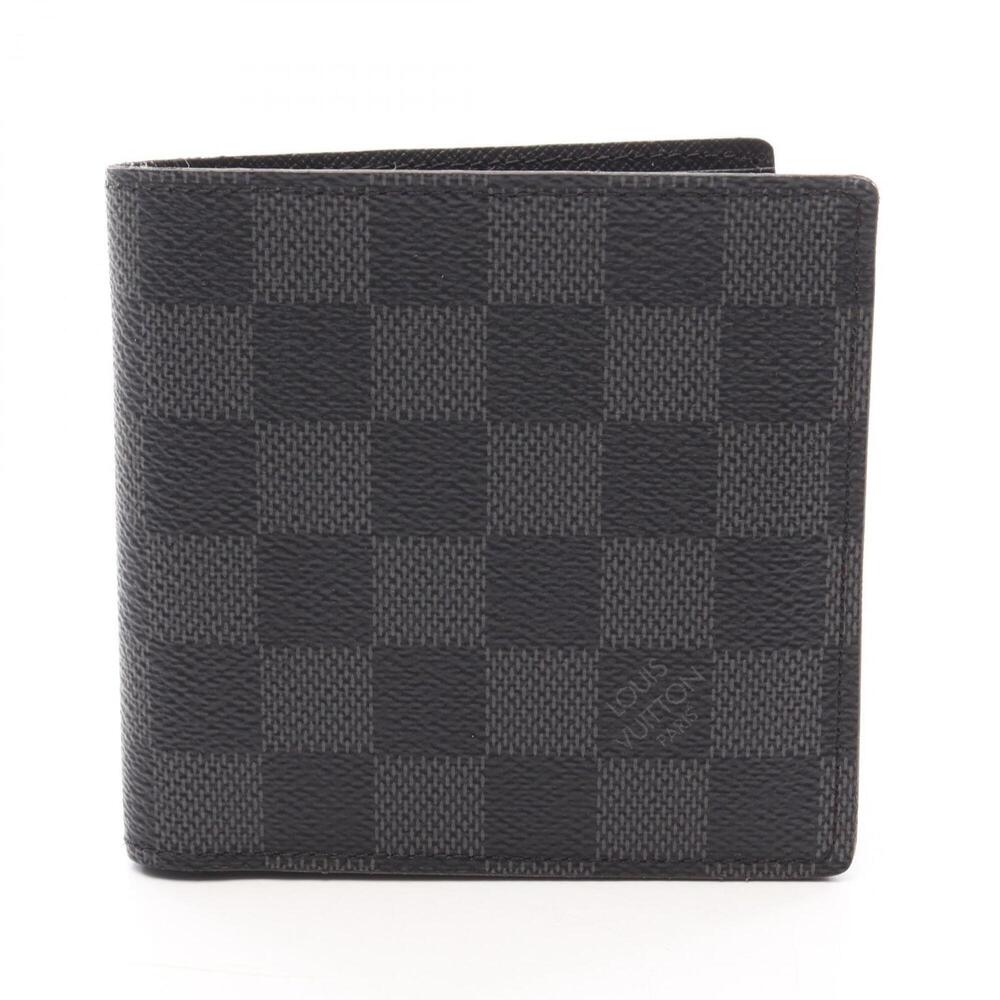 Louis Vuitton Portefeuille Marco Damier Graphite Bi-fold Wallet, Leather, Men...